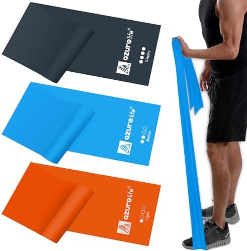 A AZURELIFE Resistance Bands,Professional Long Non-Latex Elastic Stretch Bands,Exercise Bands for Physical Therapy, Yoga, Pilates, Rehab, at-Home or The Gym Workouts, Strength Training