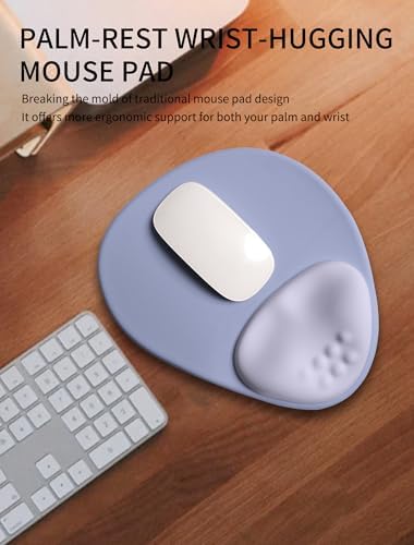 Palm-Rest and Wrist-Hugging Mouse Pad Wrist Rest, Ergonomic Wrist Support with Curve Fitting Cushioned Memory Foam for Carpal Tunnel Pain Relief, 9.9 x 8.3 Inch, Lavender Haze