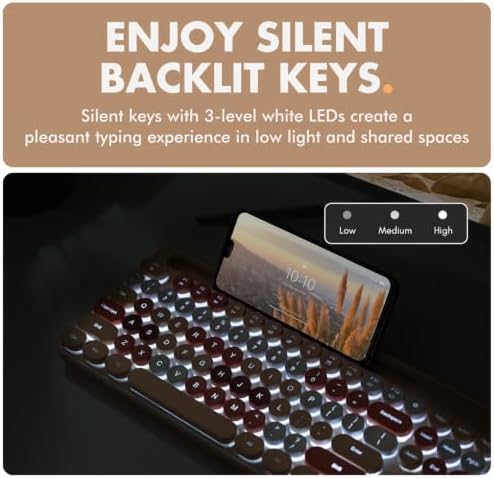 X9 Wired Keyboard and Mouse Combo with Phone/Tablet Holder - Full-Sized 109 Keys Pastel Keyboard and Adjustable DPI, Backlit Keyboard and Mouse for PC, Windows, MAC, Desktop, Laptop - Brown