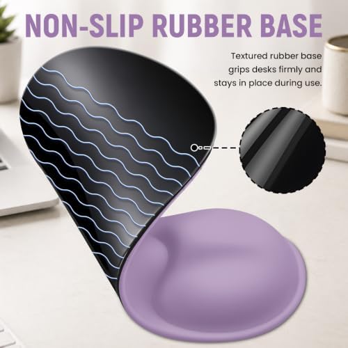 Ergonomic Mouse Pad with Wrist Rest, Gel Wrist Support, Purple