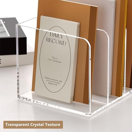 SANRUI Acrylic Magazine Holder Desk Organizer Workspace Sorter Clear 4 Slot