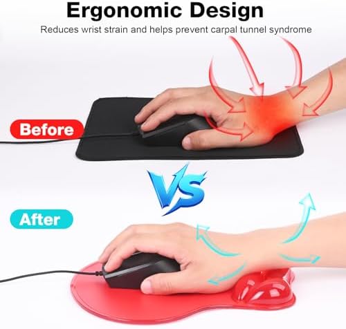 Gel Mouse Pad with Wrist Rest, Ergonomic for Laptop, Non-Slip Base