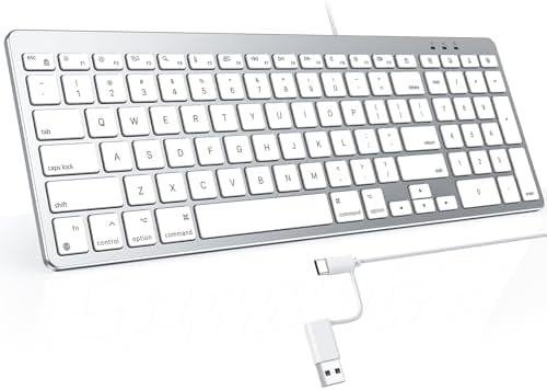 OMOTON USB-A & Type-C Dual Interface Wired Keyboard for Mac, Numeric Keypad