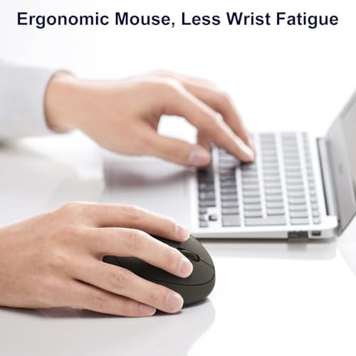 SANWA 2.4G Wireless Ergonomic Mouse, Optical Vertical Ergo Mice for Small Hands, Reduce Wrist Strain, 800/1200/1600 DPI, 5 Buttons, Compatible with MacBook, Laptop, Windows, Mac OS, Black