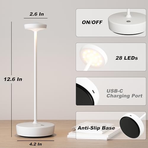 TBBGA Cordless Table Lamp Rechargeable 2 Pack, 5000mAh Battery Table Light
