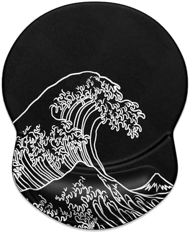 ITNRSIIET Ergonomic Mouse Pad with Gel Wrist Support Small Wrist Rest Smooth Surface Non-Slip PU Base Comfortable Office Supplies Pain Relief, 8.7 x 7.2 inches, Rolling Wave