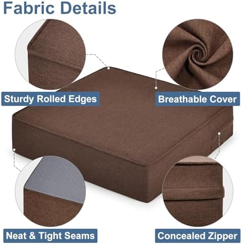 Shinnwa Gel Memory Foam Recliner Cushion for Elderly, Extra Large Seat Cushion, Dual-Layer Foam Chair Pad for Couch, Armchair, Wicker Chairs, Floor, 20 × 20 × 5in, Caramel