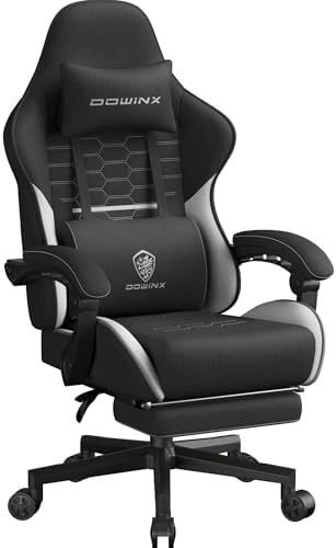 Dowinx Gaming Chair Fabric Big and Tall with Pocket Spring Cushion, Massage Game Chair Cloth with Headrest, Ergonomic Computer Chair with Footrest 350LBS