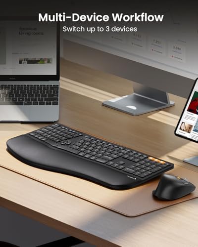 ProtoArc EKM01 Plus Wireless Ergonomic Keyboard Mouse Combo - Black