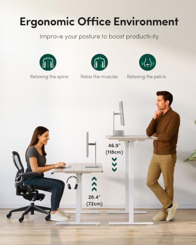 CubiCubi 55 x 28 One-Piece Electric Adjustable Standing Desk, Light Walnut