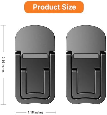 2PCS Zinc Alloy Mini Foldable Laptop Stand, Portable Computer Keyboard Riser with 2 Adjustable Angles, Self-Adhesive Invisible Notebook Stand and Keyboard Lift for Desk (Black)