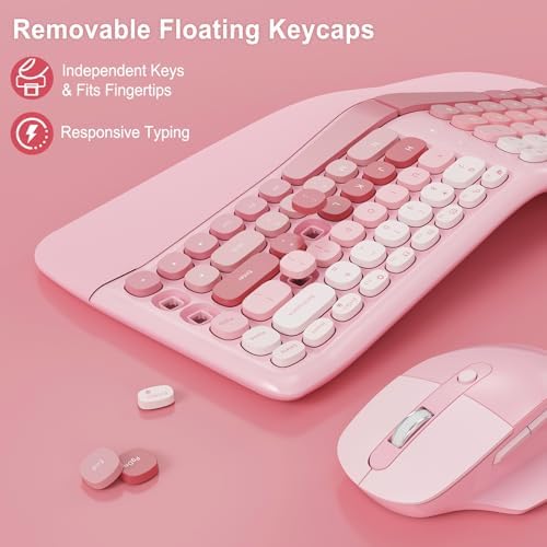 Ergonomic Wireless Keyboard Mouse, Gaming Typewriter Set with Wrist Rest