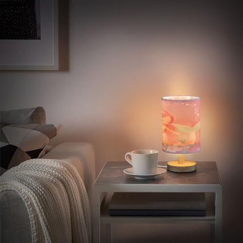 ALAZA Beautiful Mermaid Flower Decor Bedside Table Lamp with USB Port for Bedroom Nightstand Office Desk LED Bulb Included