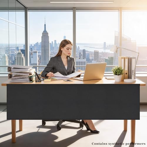 60" Under Desk Privacy Panel Self-Adhesive Modesty Panel 600D Heavy Duty Desk Skirt Privacy Divider for Office Home or Standing Workstation Concealer Shield
