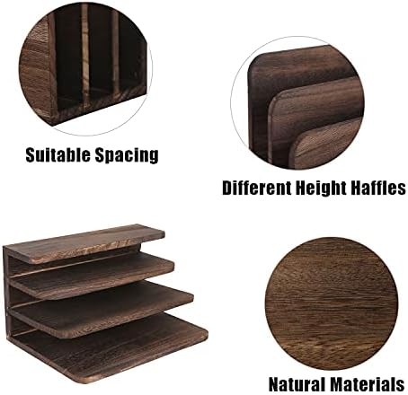 File Holder for Desk,Wood Paper Organizer,Rustic Desk Organizer,Darkbrown