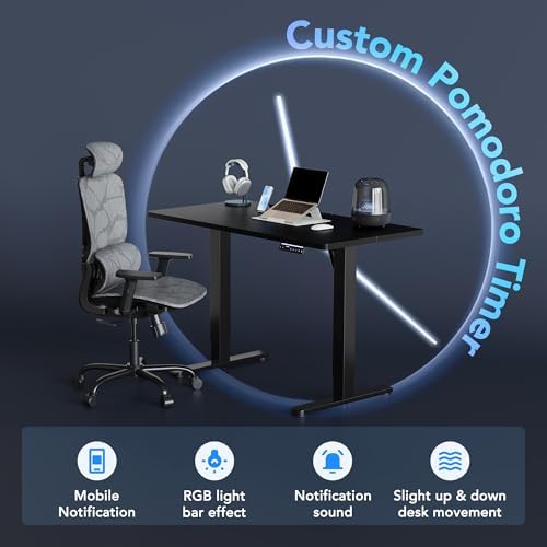HUANUO AI-Powered Smart Electric Standing Desk, 32 Inch, Black