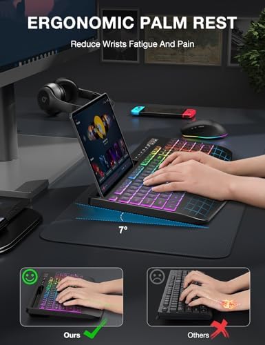 SABLUTE Wireless Keyboard and Mouse Combo - 9 Backlit Effects, 2.4GHz