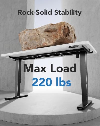 HUANUO 70x 30 Inch 3-Stage Electric Standing Desk, Brushless Motor, White & Black