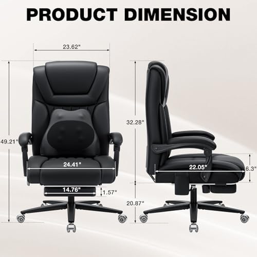 HOFFREE 500lbs Kneading Massage Office Chair with Heat for Heavy People