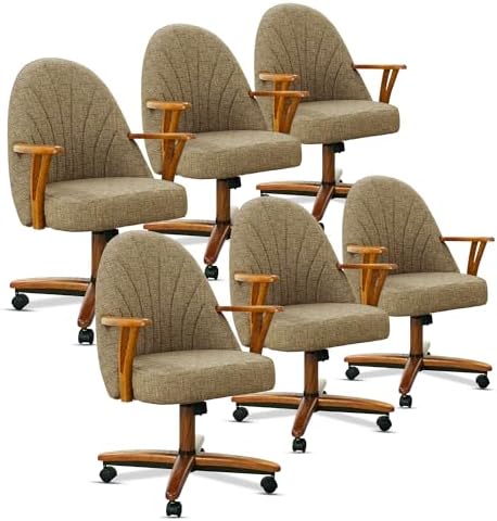 Chromcraft Bailey Swivel-Tilt Caster Dining Chair - Chestnut -Mocha - 6pc