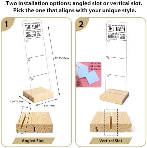 Monitor Memo Board with Removable Wooden Base Acrylic Portable Sticky Note Holder, We Wouldn't Be The Team that We are Without You Ahead and Decide How We're Going to Act Sign, Office Desk Set