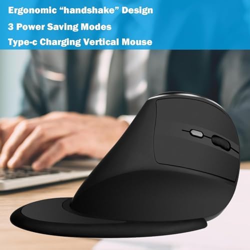 Eelexa Ergonomic Vertical Mouse: 2.4G Bluetooth Dual Mode Optical Computer Mice,Wireless Rechargeable Mouse with Removable Palm Rest,Compatible with Windows and MAC OS (V638 Dual Mode)