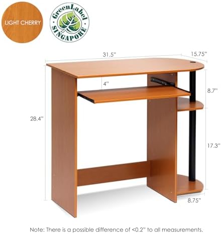 Furinno Simplistic 31.5" Wide Desk with Keyboard Tray, Light Cherry Oak