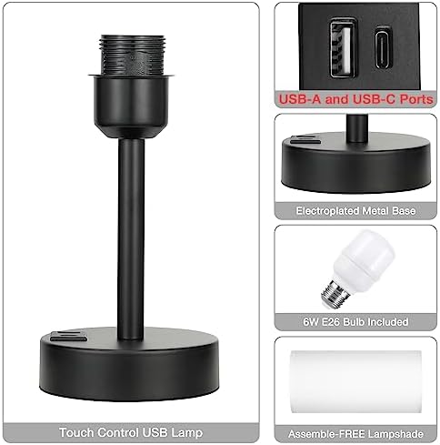 White Touch Table Lamp for Bedroom - Dimmable Bedside Desk Lamp for Kid