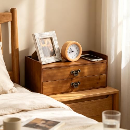 Workspace Document Office Drak Brown Wood Desktop Storage…… (Double-Layer)