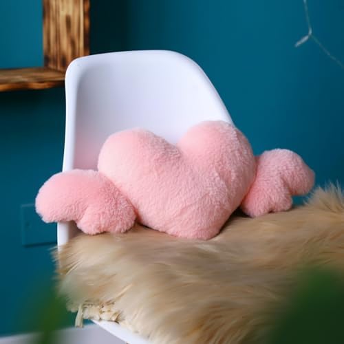 Macarrie 2 Pcs Heart Plush Car Headrest Pillow Angel Wings