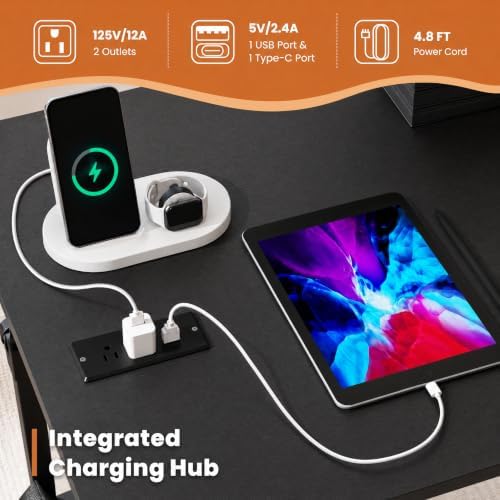 Tangkula Height Adjustable Mobile Standing Desk with Built-in Power Outlets