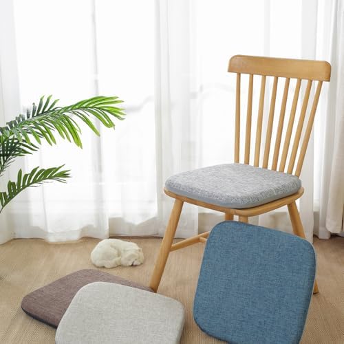 High Resilience Memory Foam Chair Cushion 17"x17"x2" Set of 2 Square Chair Pads and Washable Cover Non Slip Seat Cushions for Indoor Dining Room Kitchen and Office Chairs (Khaki,17"x17")