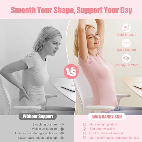 RANDY SUN Ultra Thin Lumbar Support for Women & Men, Invisible Back Brace for Work & Travel, Breathable Posture Corrector for Mild Lower Back Pain Relief Under Clothing,Beige M/L(Waist:28"-32")