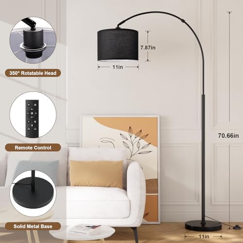 Ambimall Dimmable Arc Floor Lamp with Remote, Color Temperatures Adjustable