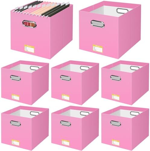 BALEINE 8PK File Organizer Box, Cardboard File Folder Organizer with Handle