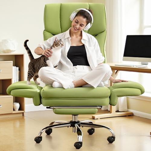 Office Chair, Flip Armrests for Pets Criss Cross Legged,Avocado Green