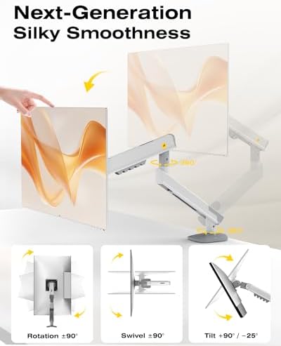 NB SmooVex™ Single Monitor Arm for Monitors 17'' to 32 inch, Mechanical Spring Mount Load up to 9 kg, VESA 75/100 mm Monitor-Mount A5 (White)
