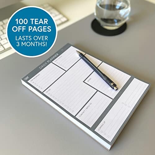 Clear Mind Concepts Daily Planner Desk Pad, Undated To Do List, 100 Sheets