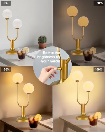 Lightdot Globe Gold Table Lamp for Bedroom Dimmable Gift G9 Bulbs Included