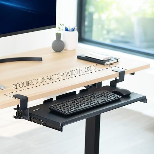 VIVO Black Clamp-on 27 x 11 in Keyboard Tray, MOUNT-KB05E