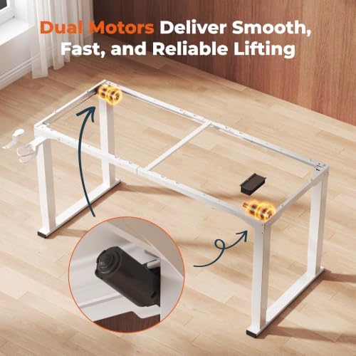 71x31'' Large 4 Leg Dual Motor White Standing Desk for Home Office