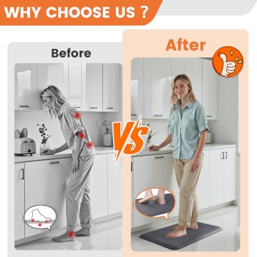 4/5 Inch Thicker Kitchen Mats Anti Fatigue Comfort Mat Standing Desk Rugs