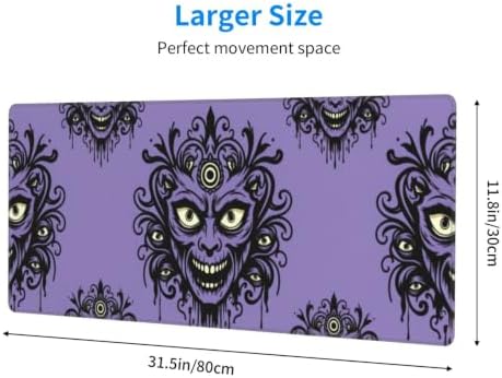 Beauty Haunted Mansion Wallpaper Stretching Room Large Mouse Pad, 31.5x12 Inch Gaming Desk Mat, XXL Non-Slip Rubber Base Computer Pad with Durable Stitched Edges for Work and Play