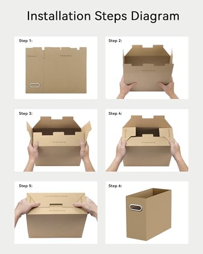 Oterri Portable Collapsible Cardboard File Box with Handle for Letter-Size
