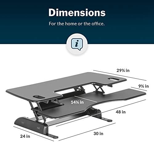 Vari VariDesk Pro Plus 48 - Adjustable Desk Converter with 11 Height Settings - Laptop Sit Stand Desk Riser for Home Office, Table Tops, Workspace - Fully Assembled with Spring Loaded Lift - Black