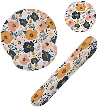 Abstract Groovy Flower Keyboard Wrist Rest Pad and Mouse Pad Wrist Support Set,3-in-1 Ergonomic Mouse Pad with Non-Slip Rubber Base for Home Office Game Computers Desk,