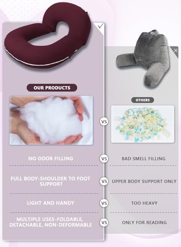 INSEN Reading Pillow, Back Pillow for Sitting in Bed and Couch, Gaming Pillow for Adults, Sit Up Support for Bed
