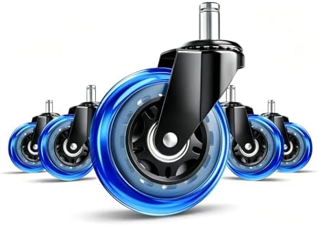 3 Inch Office Chair Wheels, Set of 5 (Blue)