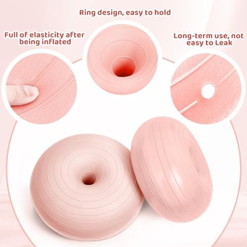 Lewtemi 1/2/3 Pcs Flexible Seating for Classroom Elementary 20 Inch Yoga Ball Chair for Kids Wobble Chair for Sensory Kids Large Donut Ball Seats with Inflator for School Office