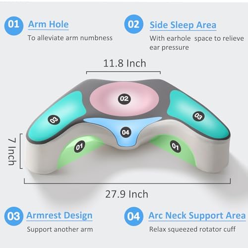 Side Sleeper Pillow for Shoulder Pain Relief,Pillow with Arm Hole for Adult